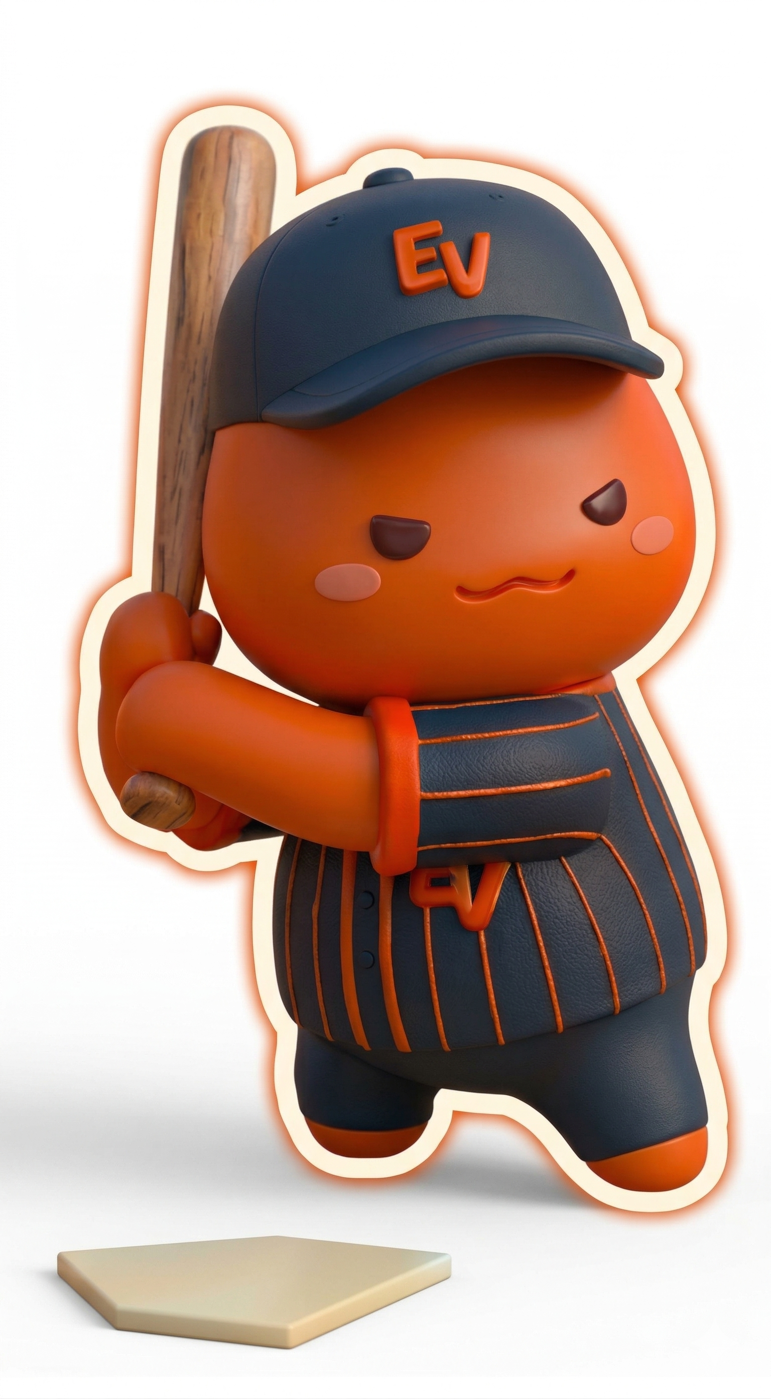 Velo in a batting stance at home plate, bat raised and ready to swing